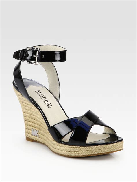 michael michael kors black patent espadrille sandals